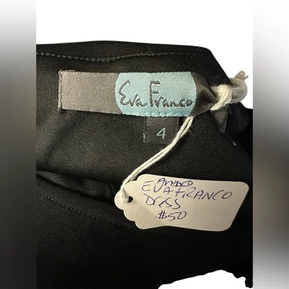 Anthropology Eva Franco Black Tan Fit Flare Women’s Dress Size 4 EUC Cocktail - Picture 7 of 8